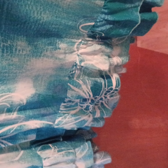 Avenue turquoise white print dress. - Picture 6 of 6